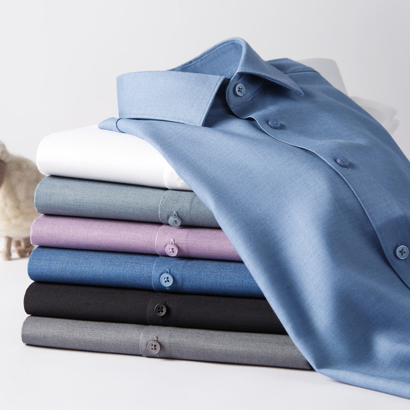 [Wool Modal] No-Iron Shirt Men's Winter Formal Long-Sleeved Business Casual Black Classy Shirt