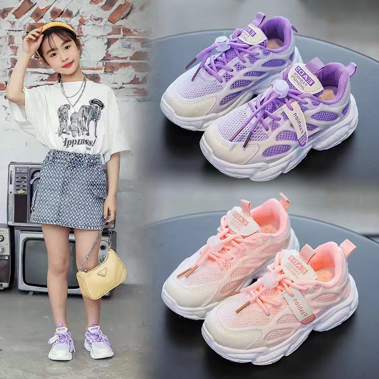 Children's Mesh Sports Shoes 2023 Spring and Autumn New Korean Version Children's Breathable Casual Shoes Soft Sole Boys Running Shoes