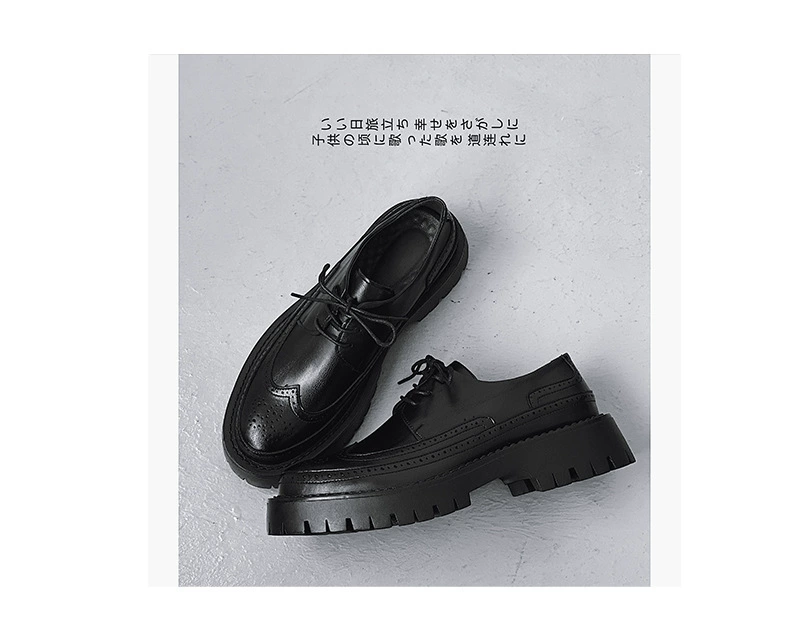 Молодежные кожаные туфли мужские блочные резные деловые официальные повседневные двухслойные кожаные туфли в британском стиле