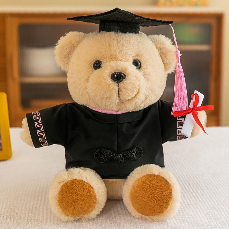 Graduation Doctor Bear Puppy se puede imprimir logotipo maestro de licenciatura Teddy Bear muñeca regalo de graduación
