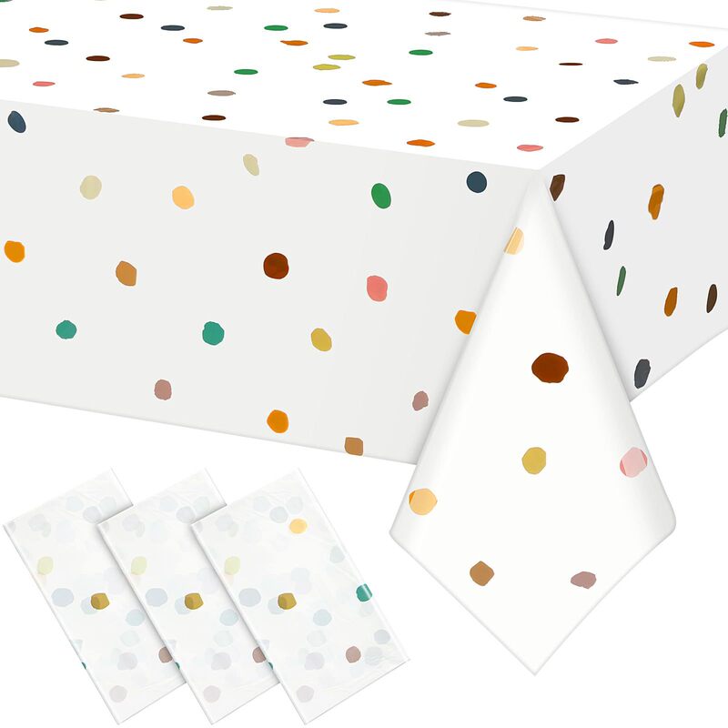 Cross-Border Modern Art Style Rainbow Cream-Colored Polka Dot Pattern Tablecloth Digital Printing Creative Gift Removable and Washable Manufacturer