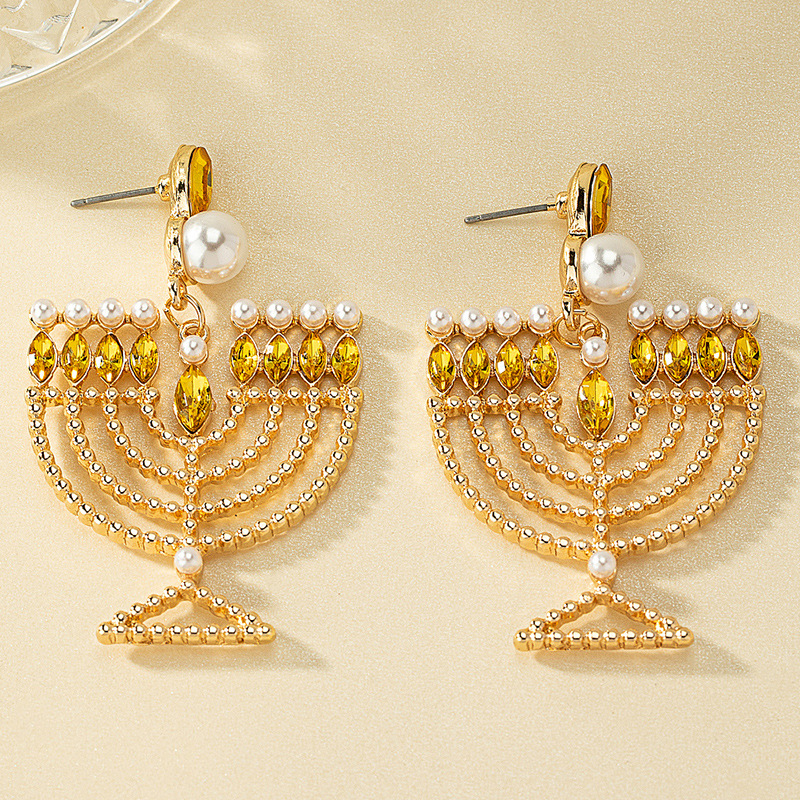 Quaste Retro Ohrringe Kerzenlicht Weinglas Diamant-besetzte Perlen Ohrringe Nische personalisierte Design Ohrringe_voghion.com