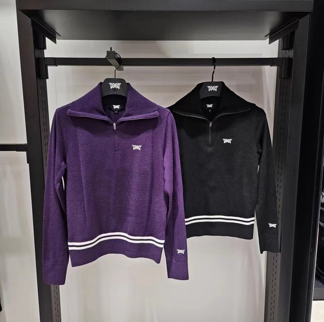 24 Autum Golf Clothing Women's Half-Zip Lapel Long-Sleeved Knitwear Versatile Fashionable Sports and Leisure Golf Clothing