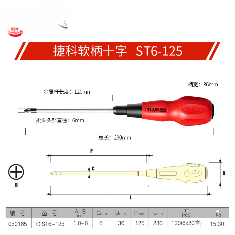 Jetech destornillador de tornillo de vástago blando cruzado destornillador de cono de destornillador pequeño cabezal de lote fuerte de acero al cromo vanadio magnético ST
