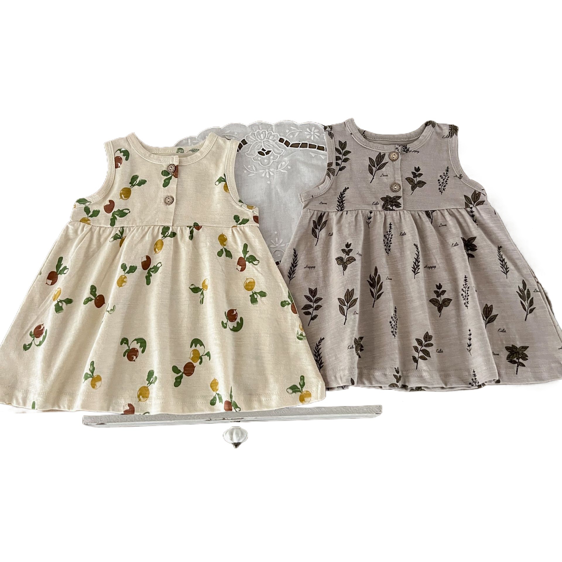 Ins verano estilo nórdico niña bebé algodón estampado chaleco falda recién nacido transpirable suave casual falda de línea A