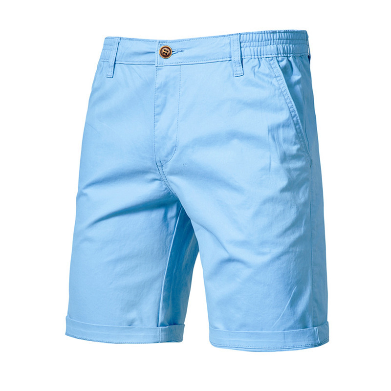 Casual Cotton Shorts For Men Five-point Straight Fit Solid Colour_voghion.com