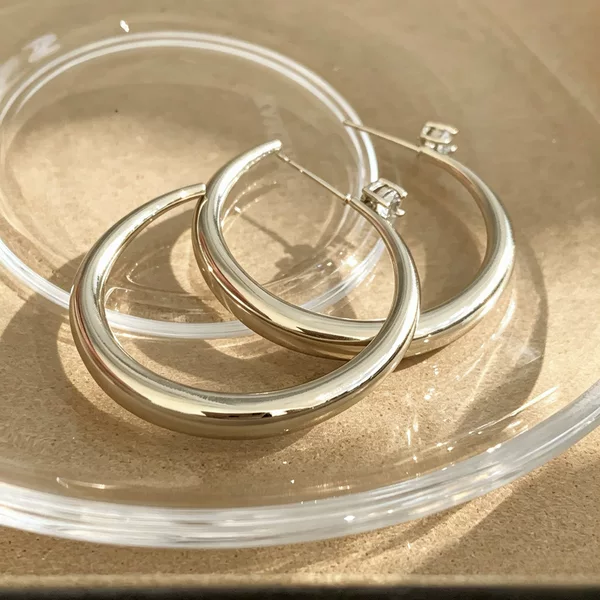 Simple and Luxurious Micro-Inlaid Zircon Coffee Gold Earrings with a High-End Feel, Exquisite Plain Hoop Earrings, Versatile for Everyday Wear, Women's Earrings