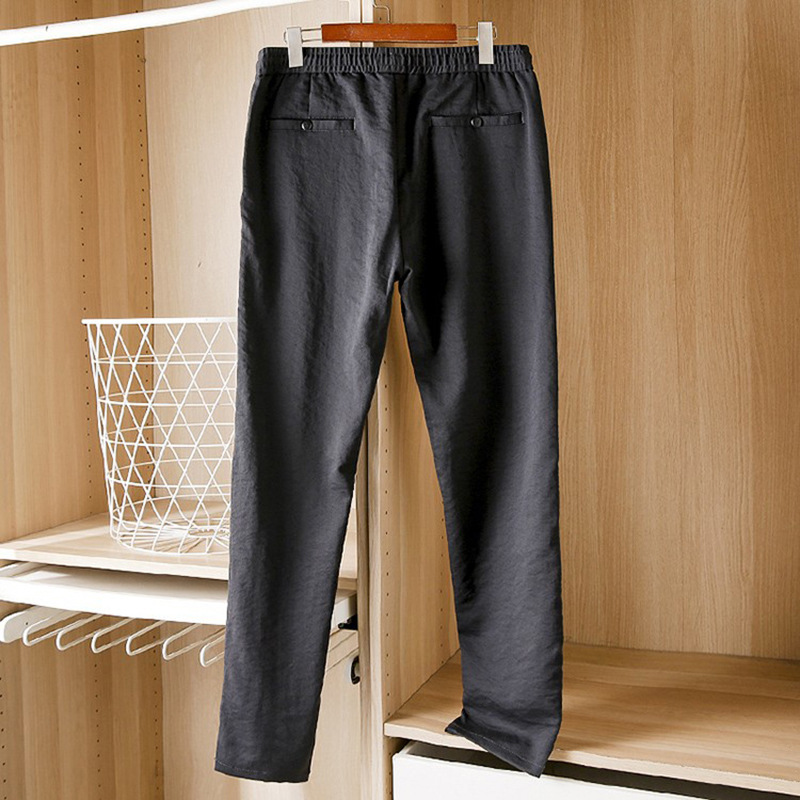Foreign trade brand solid color men's casual pants summer quick-drying breathable sports pants men's elastic waist pants J1823