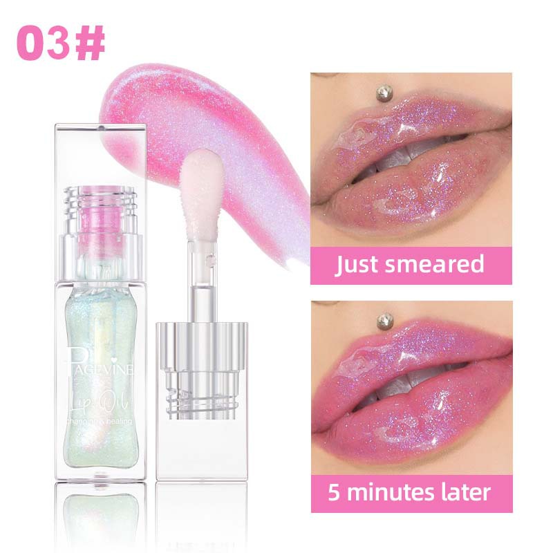 Aceite labial PAGE VINE transfronterizo que cambia de color con la temperatura, 8 colores, brillo labial que cambia de color, cuidado labial, maquillaje labial, brillo labial efecto agua