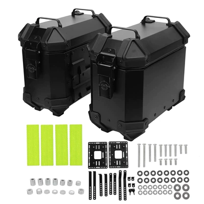 Motorcycle trunk Universal Aluminum Alloy Waterproof and Anti-Collision - 18l-side-boxall-black-black-bottom-bracket-side-frame