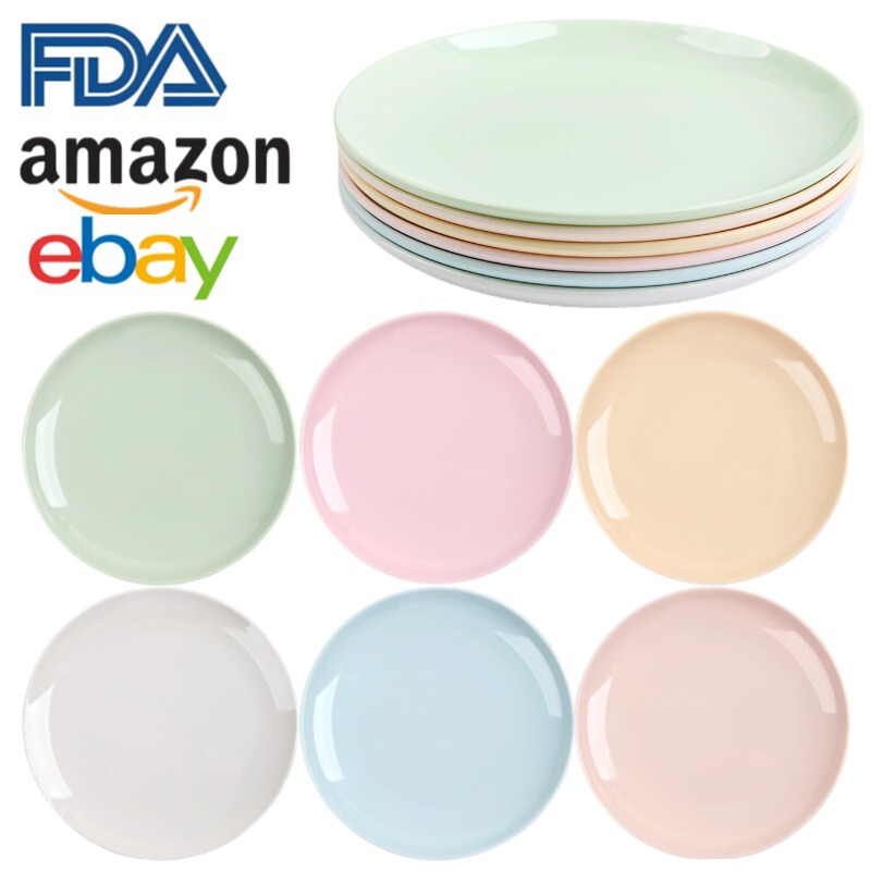 Cross-border Amazon melamine plate suit 6-piece home creative solid color plate 8-inch 10-inch color disc Cross-border Amazon melamine plate suit 6-piece home creative solid color plate 8-inch 10-inch color disc