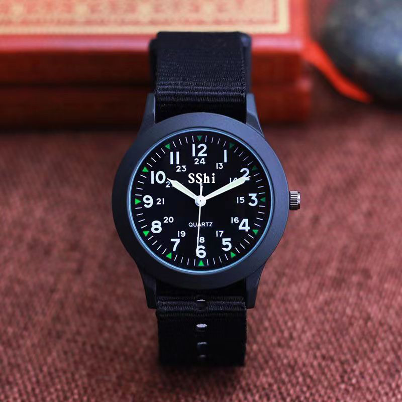 SShi watch student simple clear figure little boy sports canvas quartz Korean electronic tide wristwatch men's watch