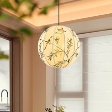 宋代美学吊灯卧室床头灯布艺绘画灯笼中国风茶室禅意古风民宿吊灯