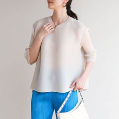 品質2025春夏款三宅高端褶皺寬鬆舒適休閒百搭上衣七分袖T恤