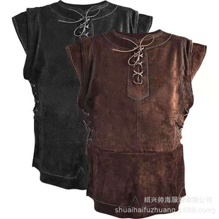 European and American Fashion Retro Men's Vest Performance Clothing Strap Decorative Round Neck Short Sleeve Casual Orion Wild Amazon