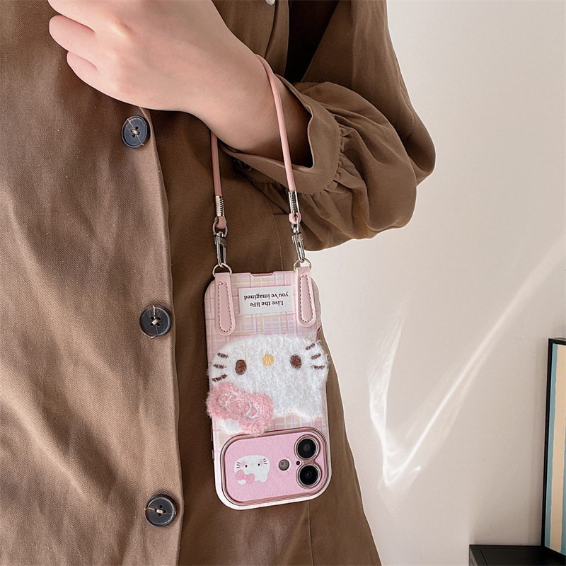 Chicas ins parche a cuadros en polvo kt para iphone16ProMax Apple 14/15 funda para teléfono 13 cordón 16