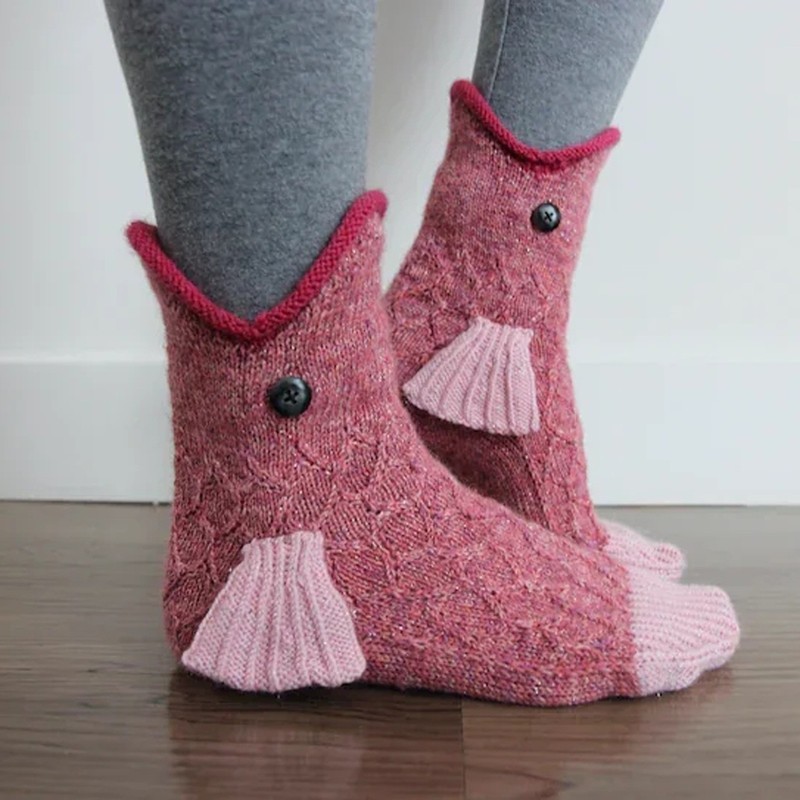 現品爆品knit crocodile socksクリスマスニットワニ靴下サメ靴下厚い保温靴下|undefined