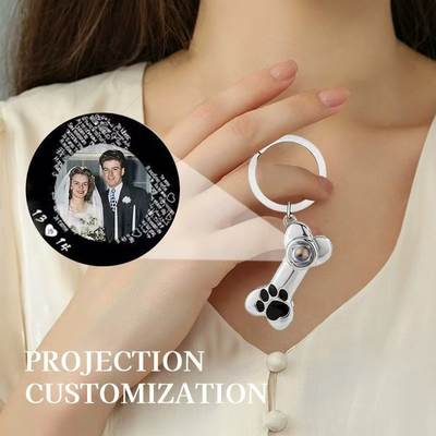 Cross-border Bone 100 Language Projection Keychain Personality Photo Customization Customization Gift to Friends