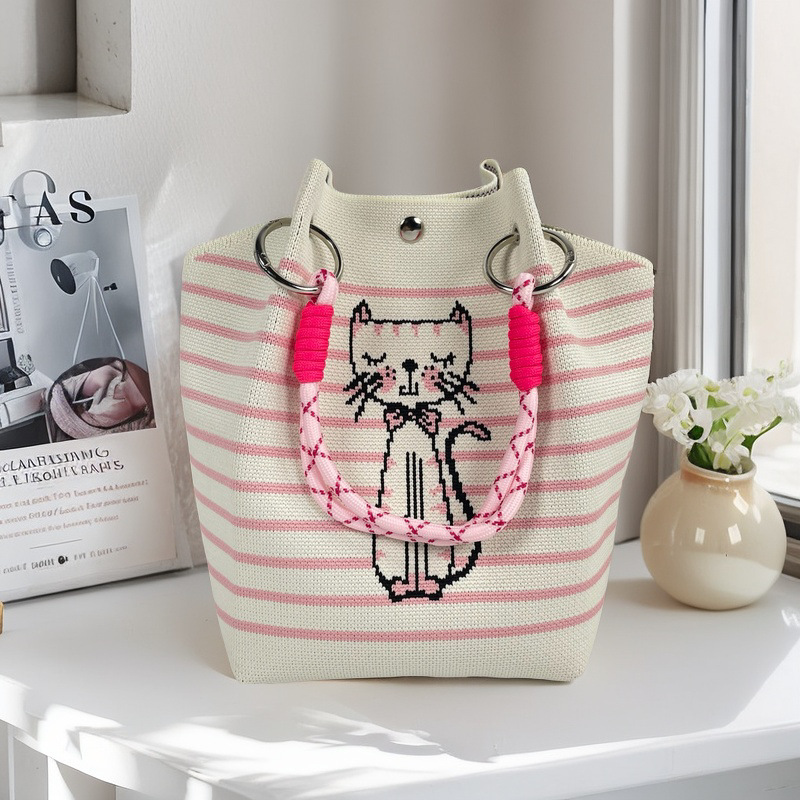 Nicho de diseño blanco y negro jersey jersey bolso de mano casual versátil gran capacidad bolso de mochila fábrica directa