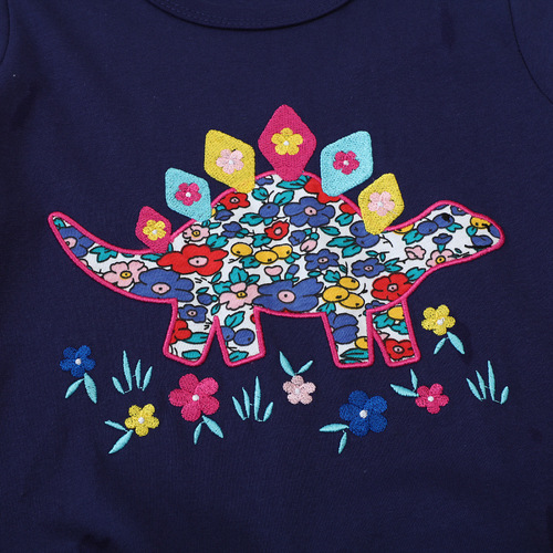 Summer 2024 New Girls' Dress with European and American Cartoon Embroidered Knitted Princess Style Dress Cute Children's Dress