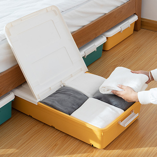 Factory direct-operated flat under-bed storage box with wheels Under-bed storage box