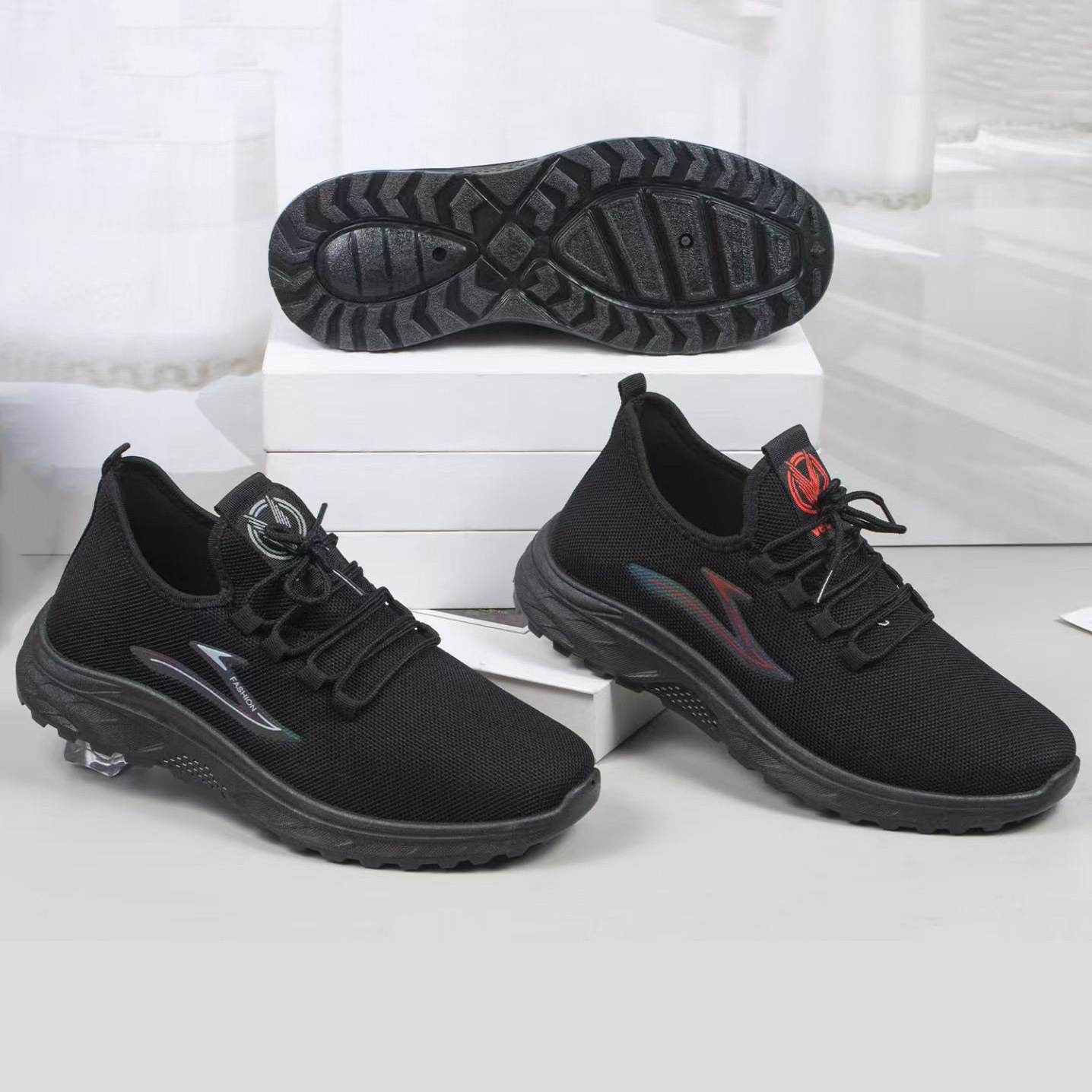 Shoes Men's 2025 Spring New Leisure Sports Old Beijing Cloth Shoes Flying Woven Lace-up Trendy Soft Sole Running Men's Shoes