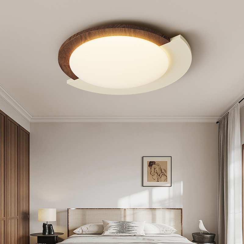 Lámpara de techo de dormitorio retro de grano de madera Lámpara de dormitorio principal creativa de estilo antiguo francés