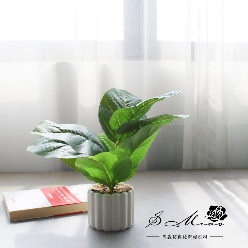 Simulación de hojas de banyan pequeñas decoraciones creativas bonsai fabricantes de decoración directa de plantas verdes artificiales falsas flores falsas de maceta de simulación image 10