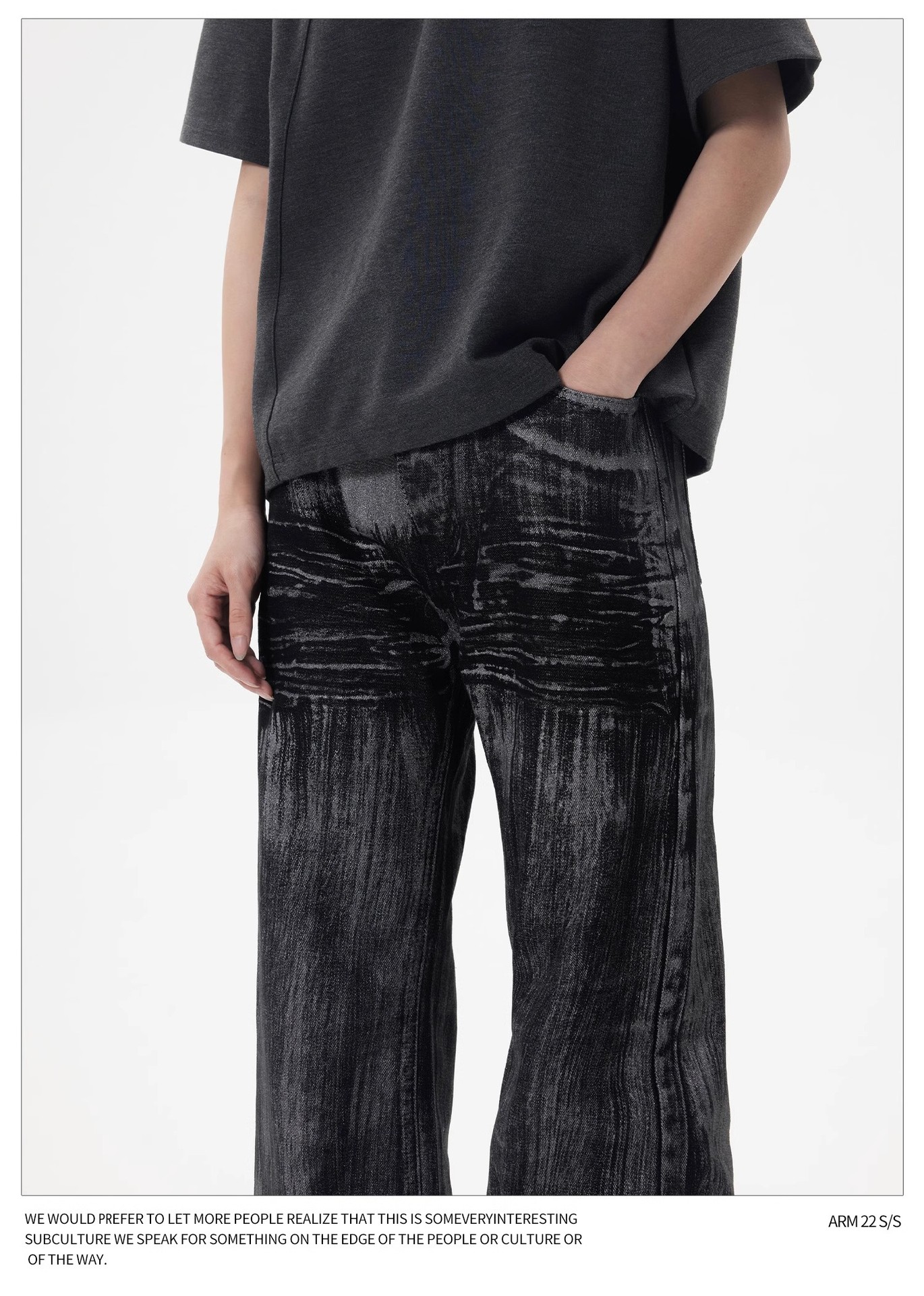 Pantalones vaqueros encerados vintage para hombre, corte recto relajado, estética limpia, lavado desgastado, ropa informal de calle_voghion.com