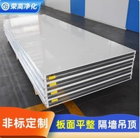 手工岩棉板彩钢板防火外墙隔热保温食品厂净化板隔墙吊顶夹芯板