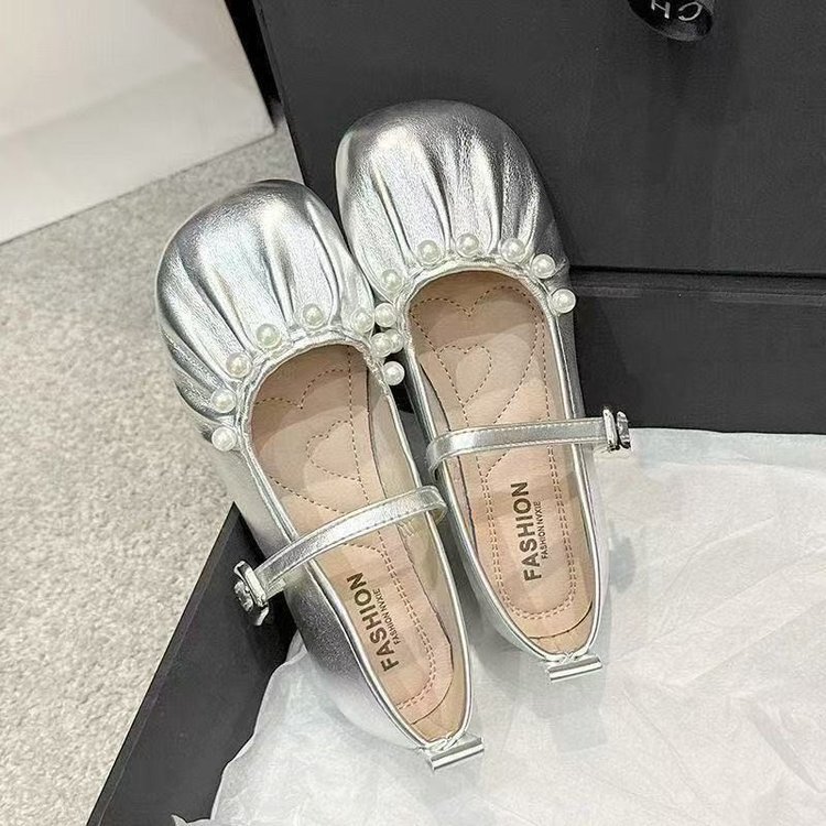 法式晚晚风温柔玛丽珍女鞋2025秋季新款裙子奶奶软底银色仙女单鞋|undefined
