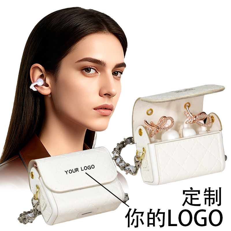 Fashion Ear Clip Smart Ai Wireless Bluetooth Headset Charging Integrated Headset Bag Eq Sound Effect Anti-Mistouch Adjustable
