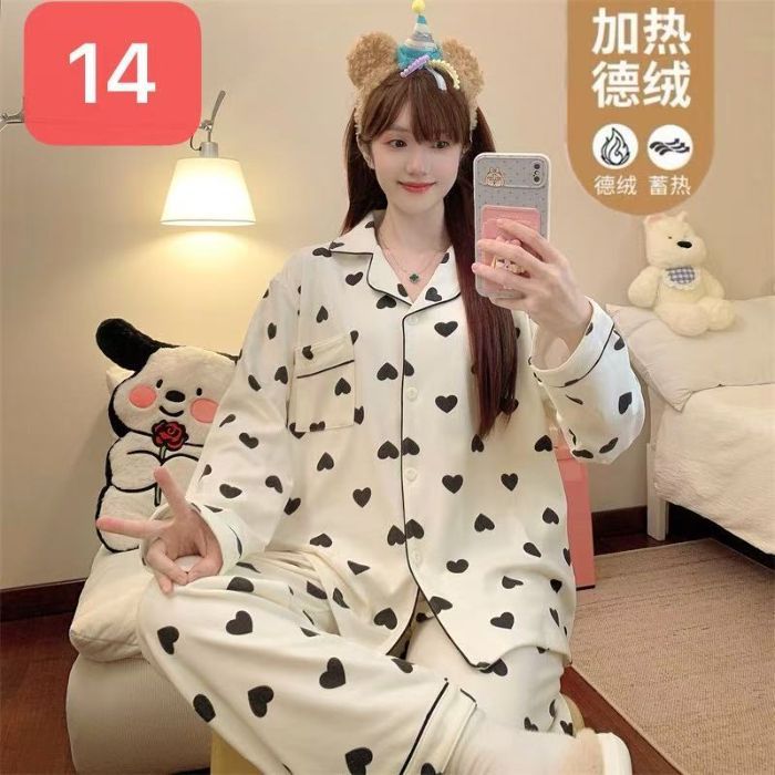 Al por mayor transfronterizo explosión de invierno de ternilla pijama caliente de manga larga de mujeres cardigans con la solapa ropa de hogar gruesa ropa exterior