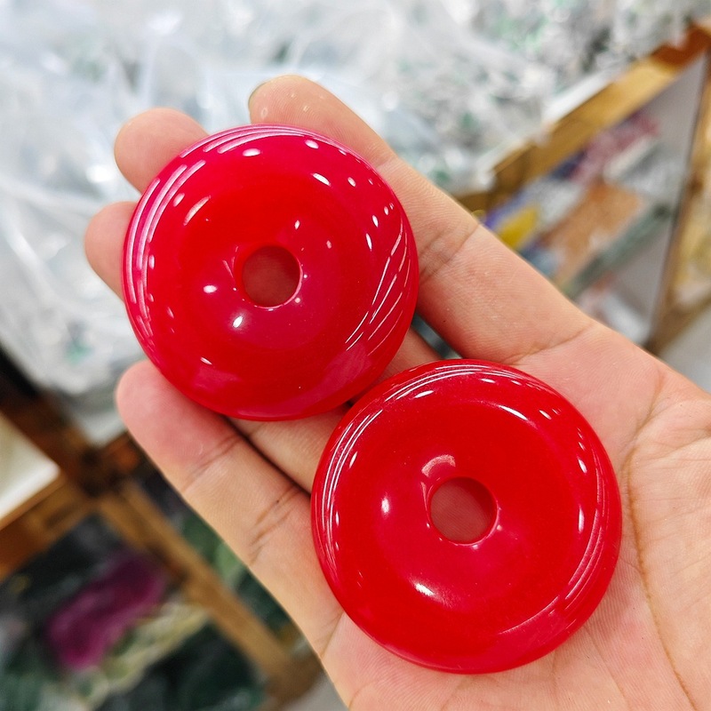 Fulu 赤瑪瑙カルセドニーペンダント安全バックルペンダントカルセドニーペンダントカップル干支年赤瑪瑙羅漢目翡翠|undefined