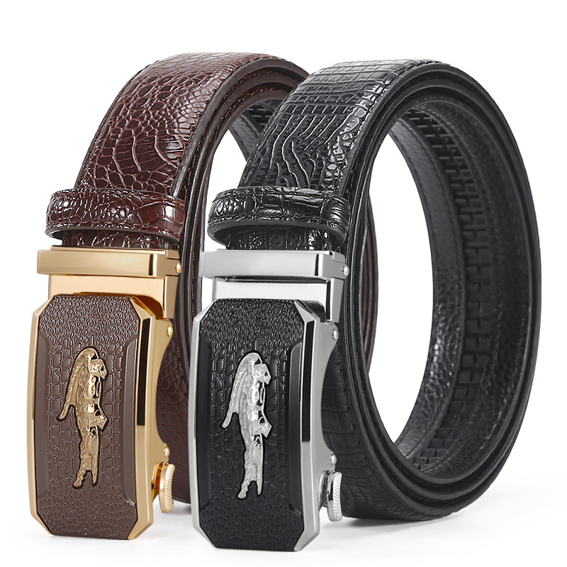 VOOTHOST Men's Alloy Automatic Buckle Leather Belt Fashion Business Versatile Pants Jeans Brand Business Belt F0007_voghion.com