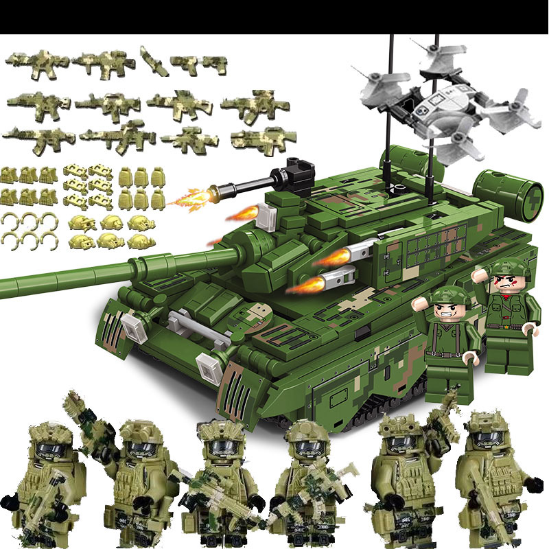 Type 99 tank + drone + 6 green figures