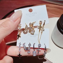 2025年新款耳环女韩国简约个性耳扣多边型八芒星高级耳饰复古耳坠