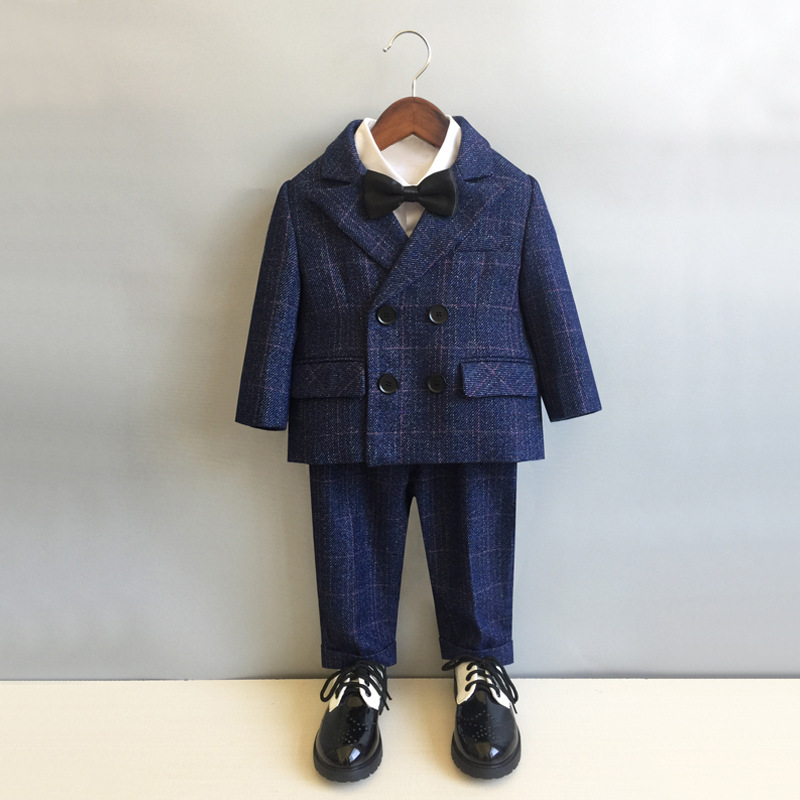 Children's suit and dress set new spring and autumn boys' performance clothes, children's English performance clothes, one for one year old