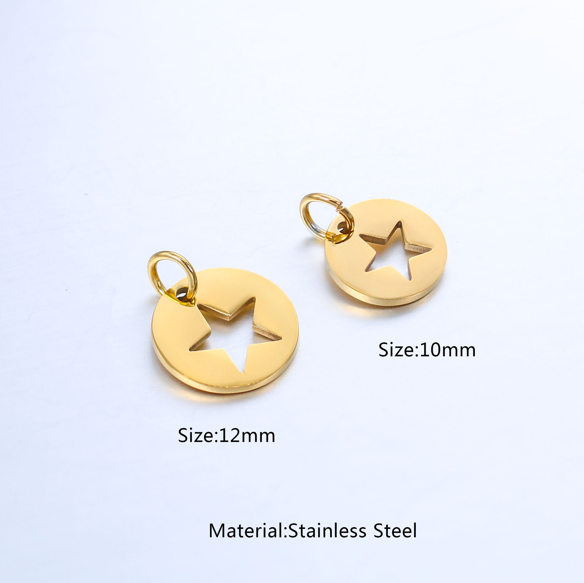 DOOYIO 5 Stück Edelstahl rund hohl fünfzackig Stern Charms Anhänger DIY Ohrringe Halskette Armband Schmuckherstellung Zubehör – Detail 2