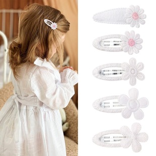 Cross-border European and American sunflower small fresh daisy bb clip children's bangs clip fabric handmade children's hair accessories 3994