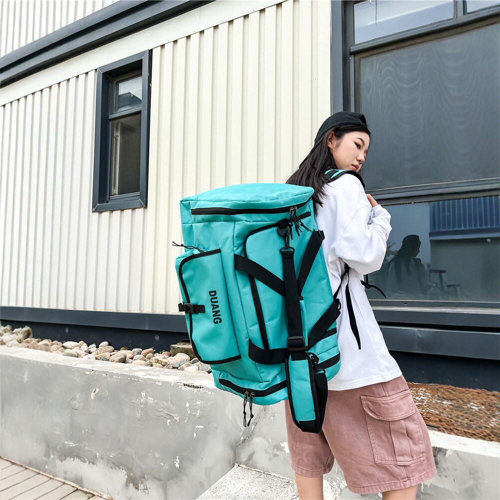 男士双肩式大容量旅行包耐磨手提托特包女户外健身收纳包健身包