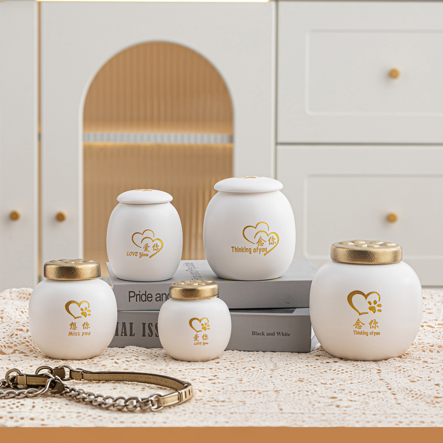 2026 New Model Pet Urn, Cute Ceramic Sealed Moisture-Proof Memorial Jar, Bilingual Pet Funeral Supplies