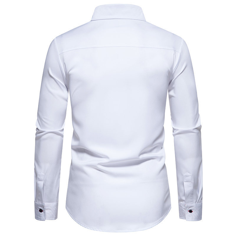Camicia a maniche lunghe colorata a righe con collo a triangolo alla moda da uomo di nuova taglia europea primavera 2024_voghion.com
