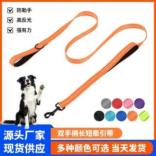 加厚织带宠物牵引绳 仿尼龙双面反光宠物牵引带 跨境批发可定制