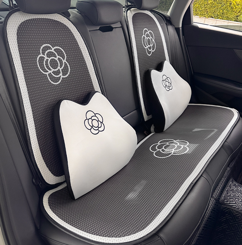 Camellia Car Headrest Memory Foam Rebound Comfortable Car Neck Pillow Cushion Summer Car Lumbar Cushion Waist Protector
