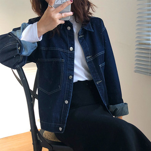 plus size chubby girl Denim Coat Women's Spring and Autumn Korean Style Retro Ming Line Design BF Loose All-match Jacket Top Trendy in