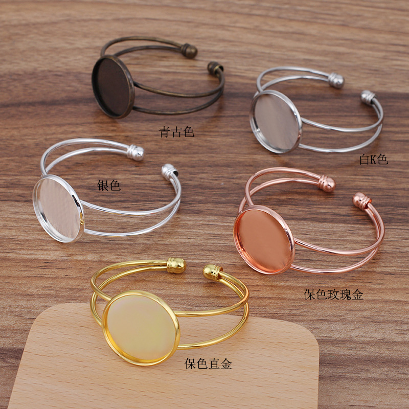 (08119) Electroplated 5-color bracelet with 25mm inverted film disc