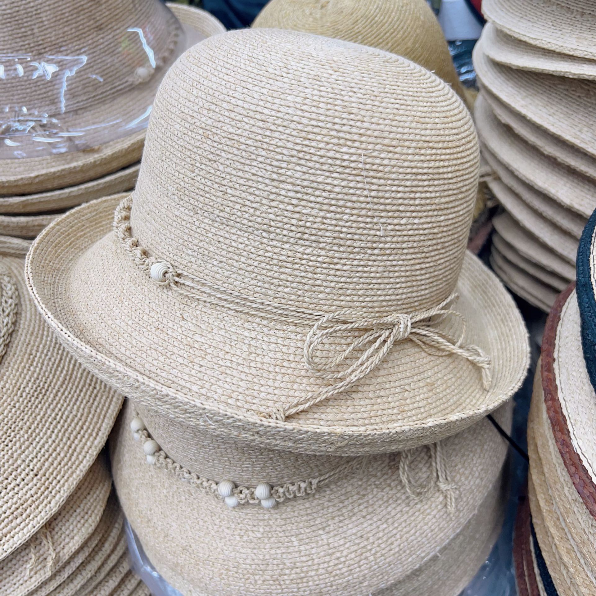 Hepburn Style Women's Summer Raffia With Wide Brim And Round Top, Protection Sun Hepburn Style Bucket Hat, Foldable Beach Straw Hat_voghion.com