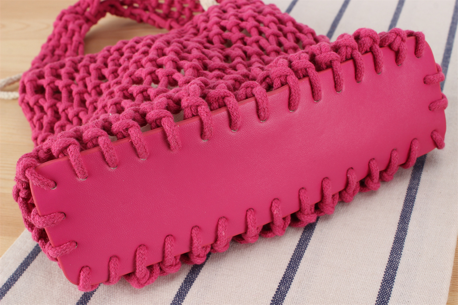 Borsa a tracolla in corda di cotone intrecciata stile macaron_voghion.com