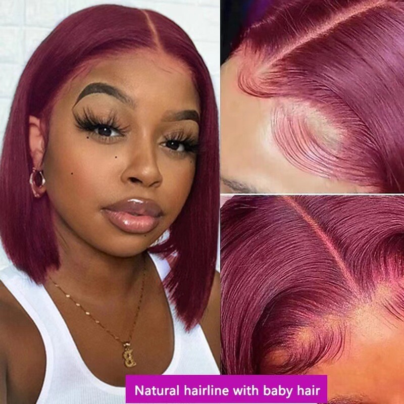 Amazon's New European and American Wig Women's Short Straight Hair Medium Parted Burgundy Bob Wig Short Straight Hair Wig Amazon's New European and American Wig Women's Short Straight Hair Medium Parted Burgundy Bob Wig Short Straight Hair Wig